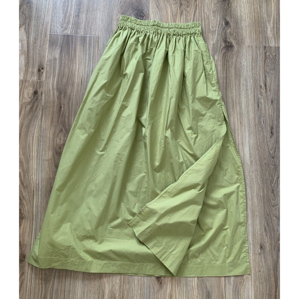 Mikoh Delia Maxi Skirt Sz 3 US L Pistachio Green Cotton Side Slits Resort NWT
